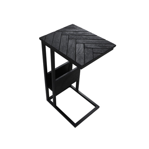Visgraat Bijzettafel zwart |  Mangohout/ijzer | Verona | HSM collection | 38 cm