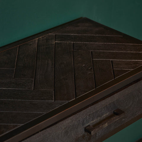 Zwarte Visgraat Sidetable | New York | Mangohout | Starfurn | 120 cm
