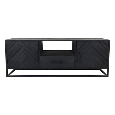 Visgraat TV meubel Zwart |  Mangohout/ijzer | Verona | HSM collection | 150 cm