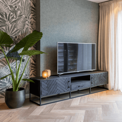 Visgraat TV meubel Zwart | New York | Starfurn | 210 cm